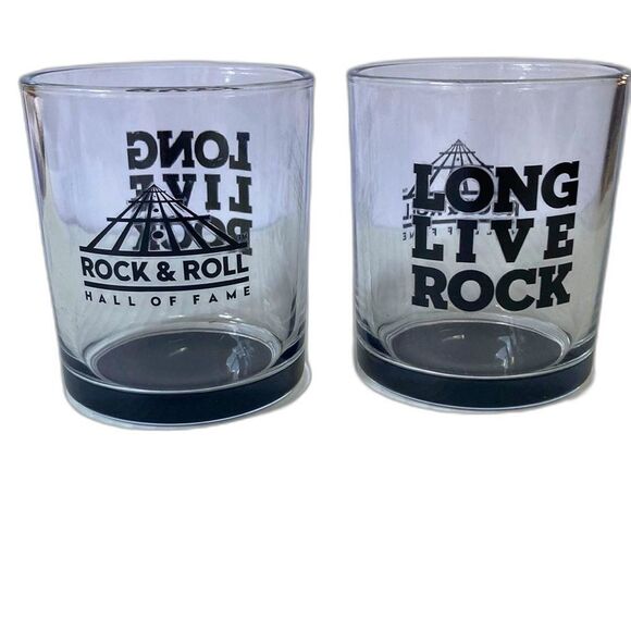 ROCK AND ROLL Hall of Fame Long Live Rock Pair of Rocks Drinking Glasses - Picture 3 of 8